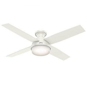 Hunter 59242 Dempsey Low Profile Fresh White Ceiling Fan With Light & Remote