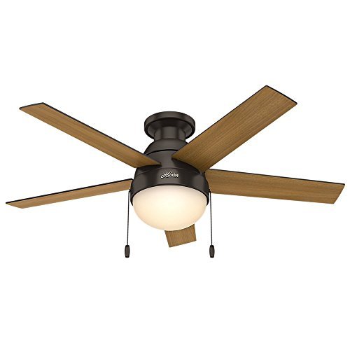 Hunter 59268 Anslee Low Profile Premier Bronze Ceiling-Fan With Light