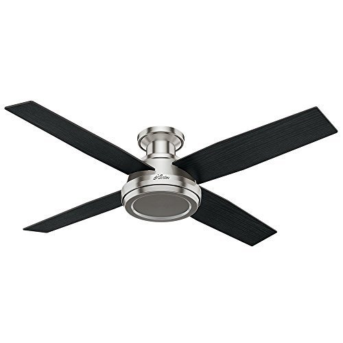 Hunter 59247 Dempsey Low Profile Brushed Nickel Ceiling Fan With Remote