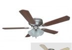 Hardware-House 17-4985 Satin Nickel Flush Mount Ceiling Fan w Light-Kit