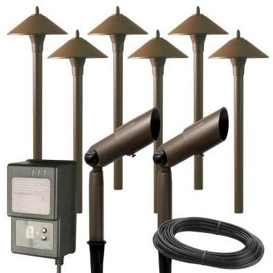 Hampton Bay Low Voltage Aged Brass Halogen 6 Path Light and 2 Spot Light Kit